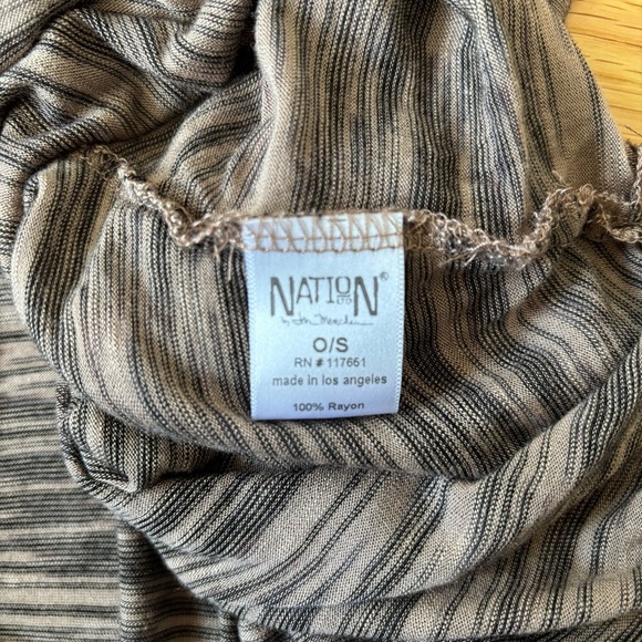 Nation LTD Brown Black Space Dye Relaxed 3/4 Sleeve V-Neck Blouse EUC One Size - Picture 6 of 8